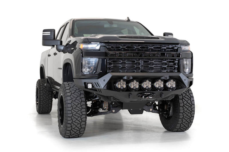 Chevrolet Silverado 2500 Bumper - Front - Addictive Desert Designs - Bomber HD - Hammer Black with Satin Black panels - `20-`27